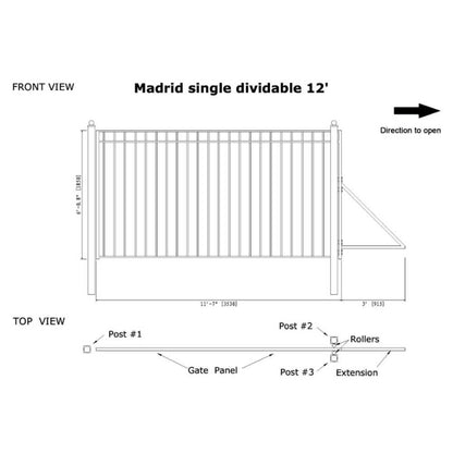 12FT - 30FT Heavy-Duty Madrid-Style Premium Steel Sliding Driveway Gate