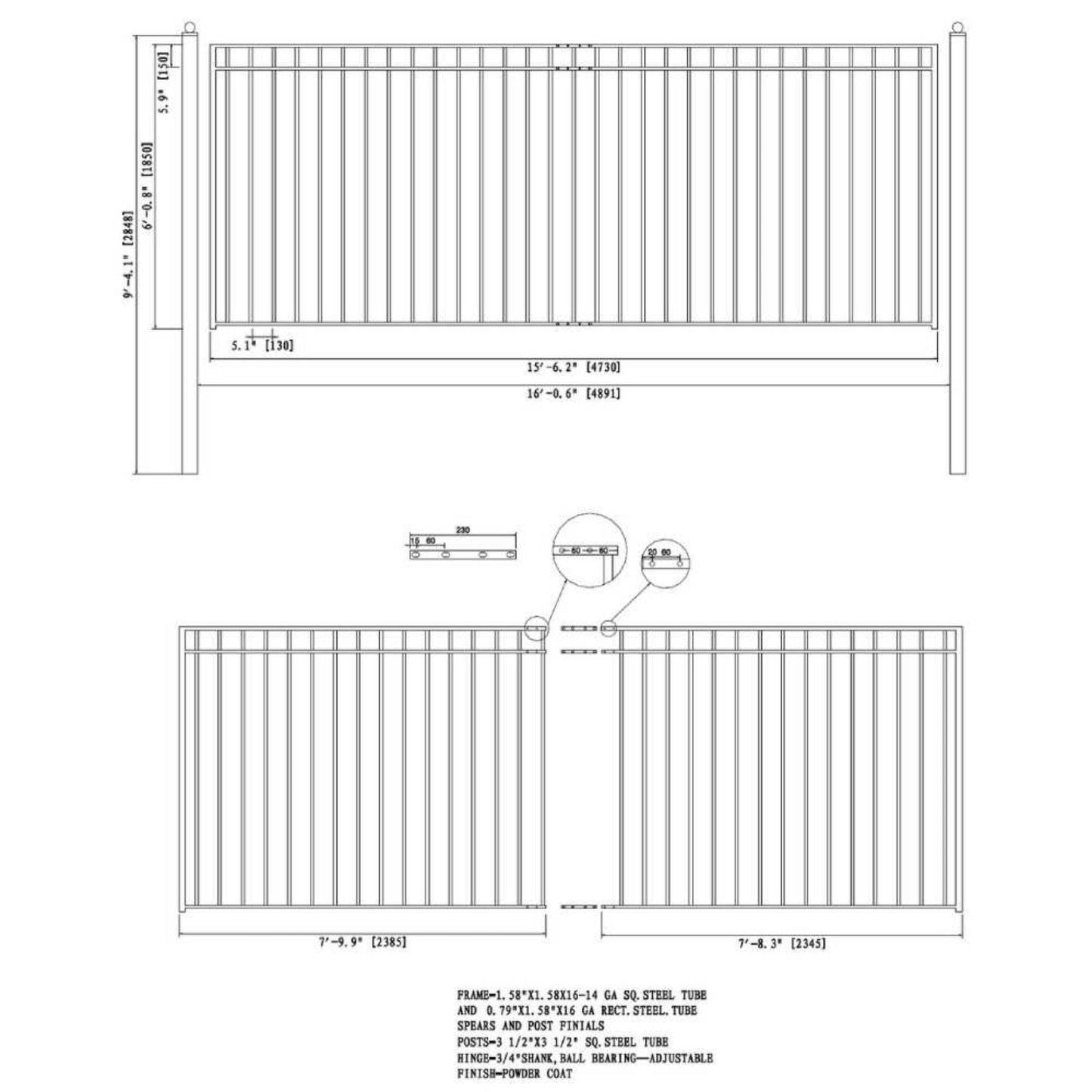 12FT - 30FT Heavy-Duty Madrid-Style Premium Steel Sliding Driveway Gate