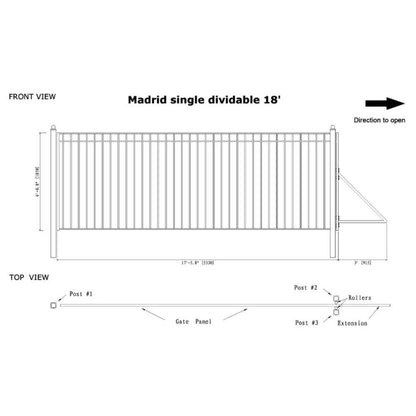 12FT - 30FT Heavy-Duty Madrid-Style Premium Steel Sliding Driveway Gate