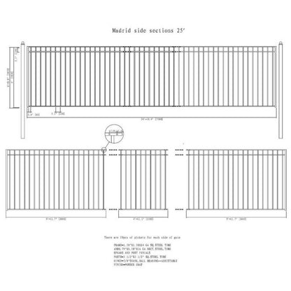 12FT - 30FT Heavy-Duty Madrid-Style Premium Steel Sliding Driveway Gate