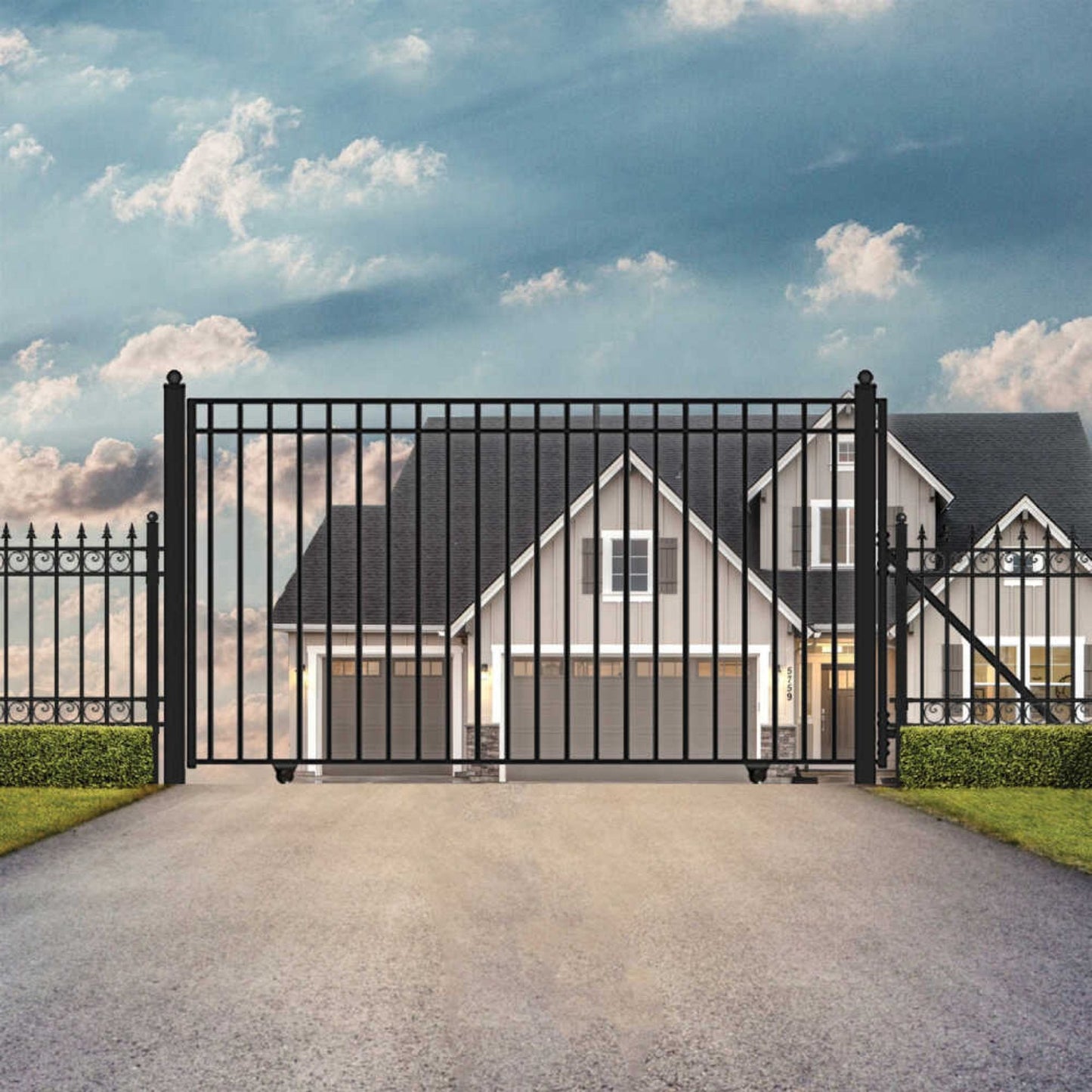 12FT - 30FT Heavy-Duty Madrid-Style Premium Steel Sliding Driveway Gate