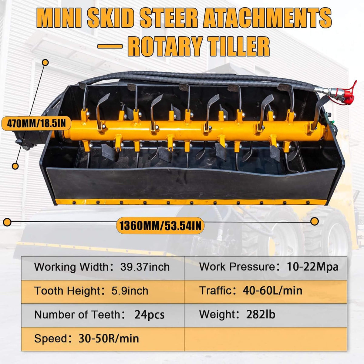 Heavy-Duty Mini Loader Rotary Tiller Skid Steer Attachment