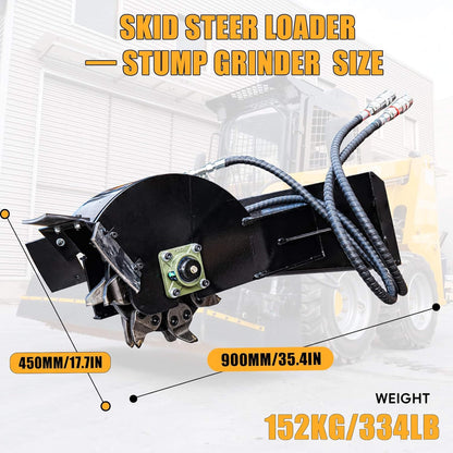 Heavy-Duty Mini Skid Steer Stump Grinder Attachment with Carbide Steel Teeth