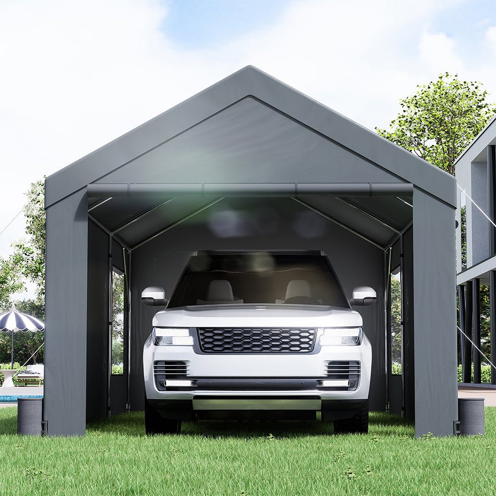 12' x 20' FT Alora Heavy-Duty Outdoor Premium Garage Tarp Canopy Shelter W/ Removable Sidewalls