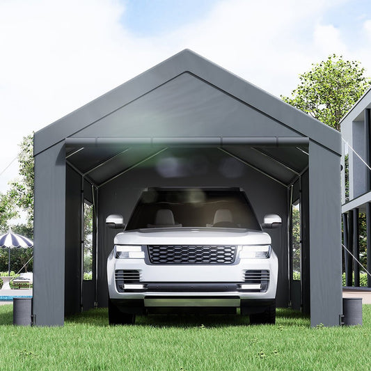 12' x 20' FT Alora Heavy-Duty Outdoor Premium Garage Tarp Canopy Shelter W/ Removable Sidewalls