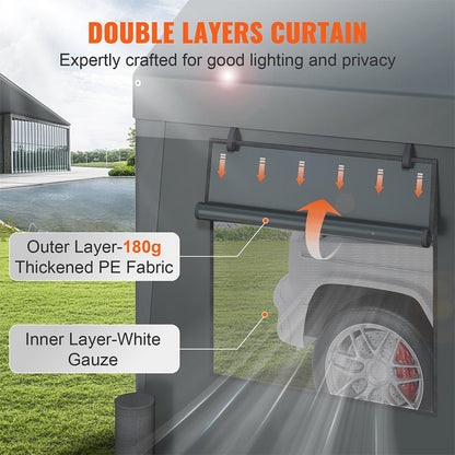 12' x 20' FT Alora Heavy-Duty Outdoor Premium Garage Tarp Canopy Shelter W/ Removable Sidewalls