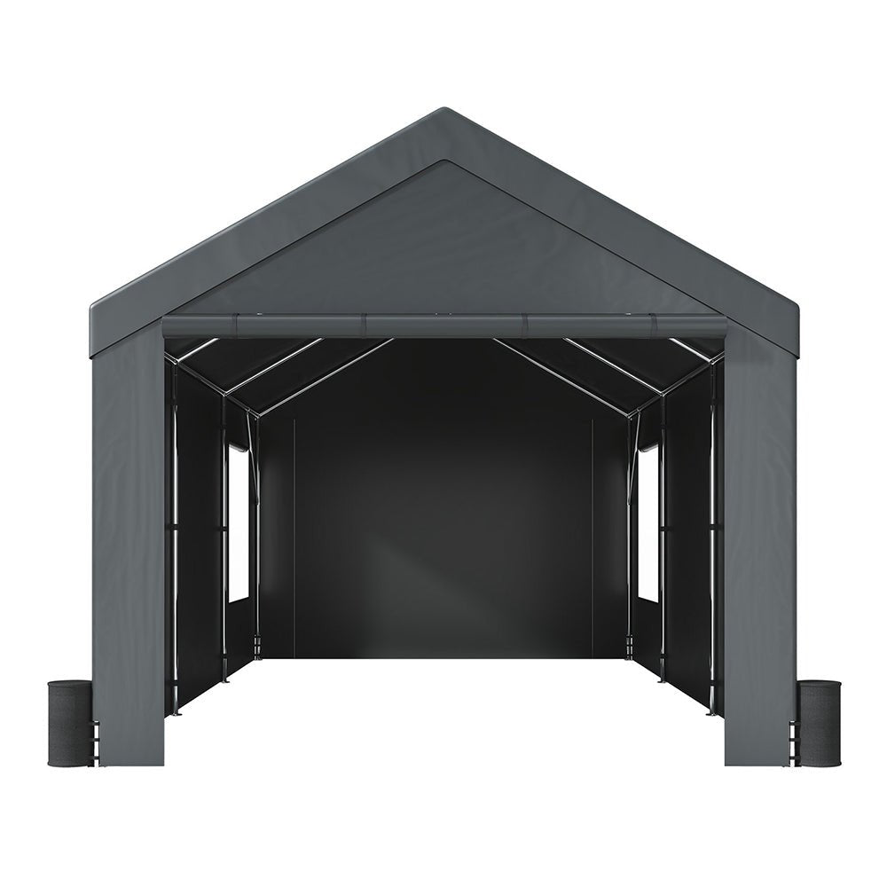 12' x 20' FT Alora Heavy-Duty Outdoor Premium Garage Tarp Canopy Shelter W/ Removable Sidewalls