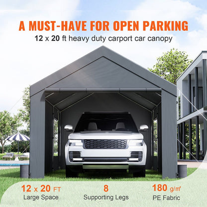 12' x 20' FT Alora Heavy-Duty Outdoor Premium Garage Tarp Canopy Shelter W/ Removable Sidewalls
