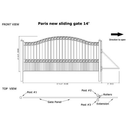 12FT - 18FT Heavy-Duty Paris-Style Premium Steel Sliding Driveway Gate