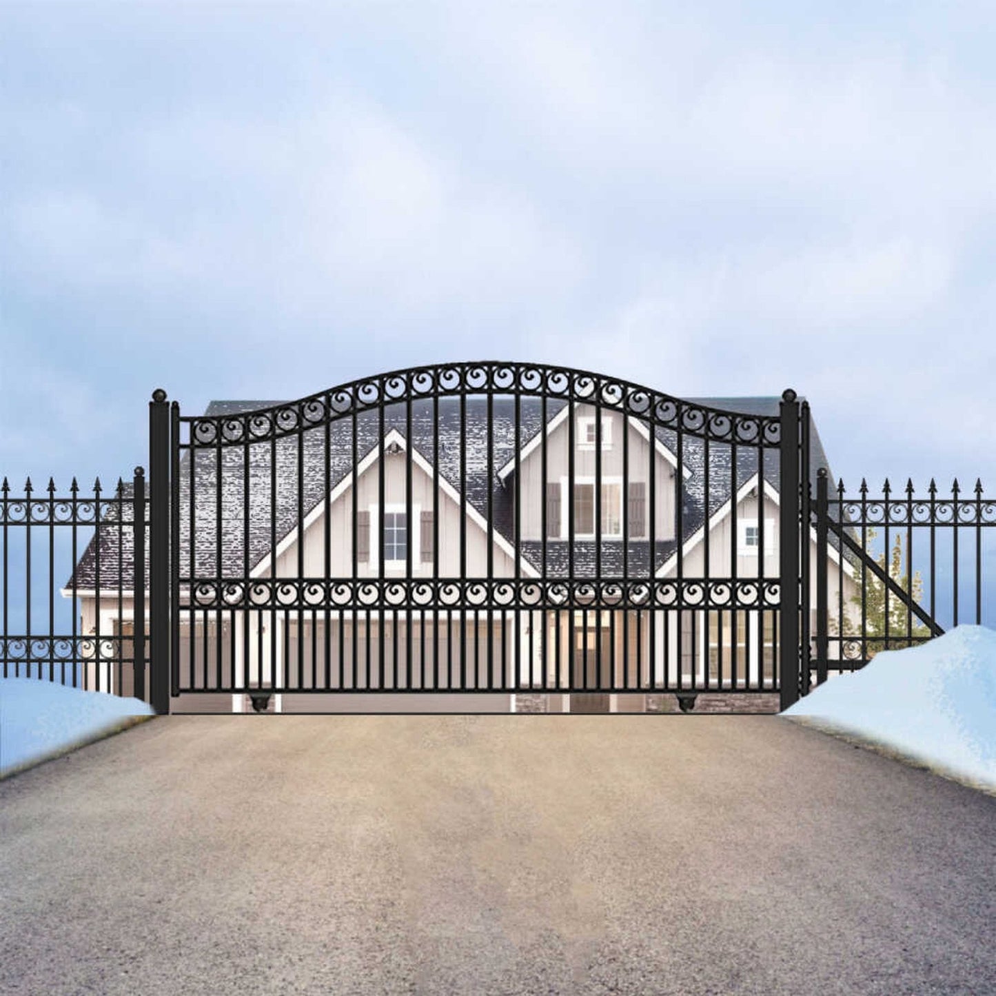 12FT - 18FT Heavy-Duty Paris-Style Premium Steel Sliding Driveway Gate
