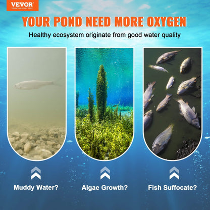 Heavy-Duty Pond Aerator Kit with Compressor, Diffusers and Weighted Tubing