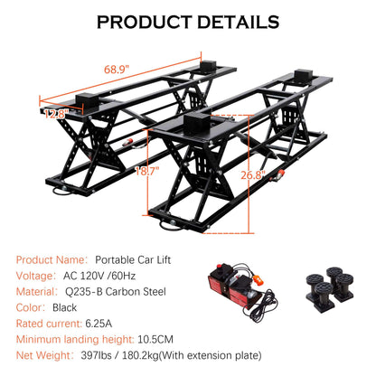 Heavy-Duty Portable 7000 LBS Car Lift Jack with Locking Levels