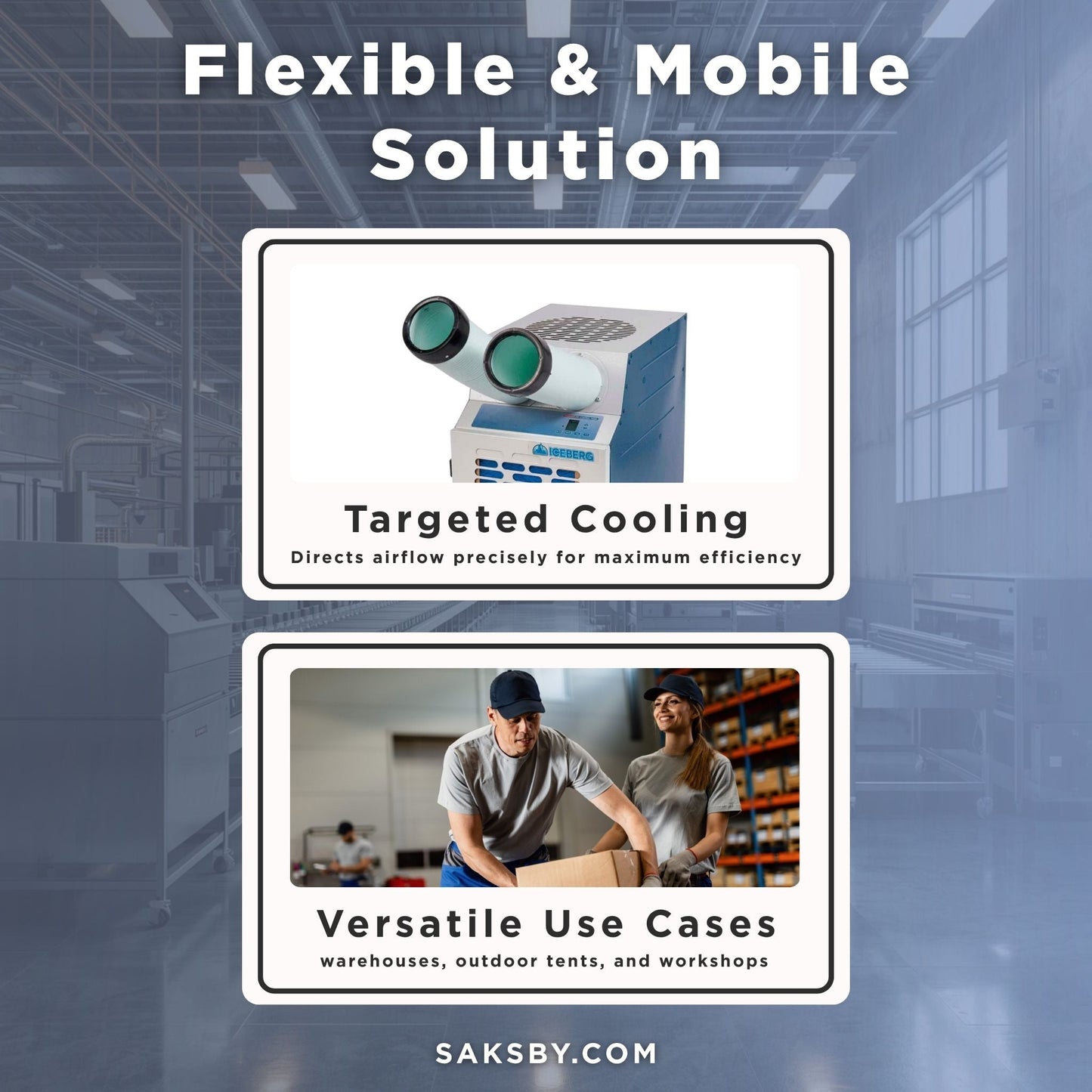 Heavy-Duty Portable 13.7K BTU Commercial 115V 1-Ton Air-Cooled Spot Cooler