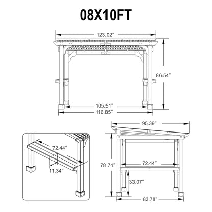 Alora Heavy-Duty Premium Wooden Grill Gazebo with Sloped Metal Roof