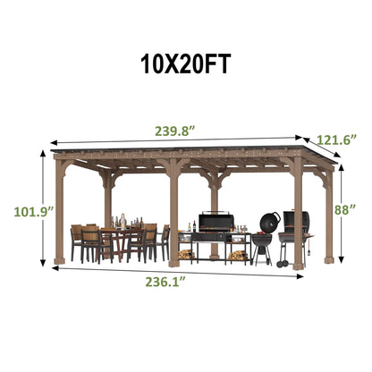 Alora Heavy-Duty Premium Wooden Grill Gazebo with Sloped Metal Roof