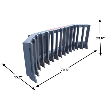 Heavy-Duty Push Stick Rake Skid Steer Attachment with Quick Attach