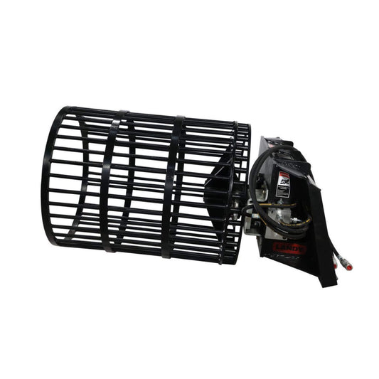 Heavy-Duty Rotary Rock Picker Skid Steer Attachment with 30-Inch Drum
