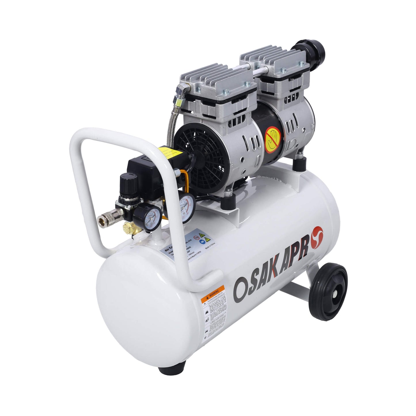 Heavy Duty 1.5/2.5HP Silent Oil-Free Portable Air Compressor with Wheels and Auto Drain