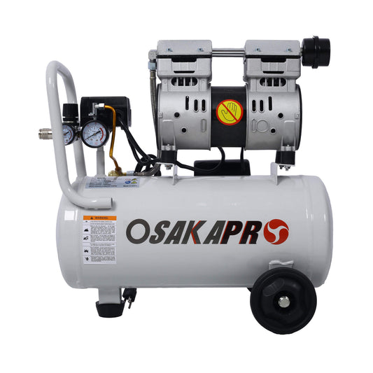 Heavy Duty 1.5/2.5HP Silent Oil-Free Portable Air Compressor with Wheels and Auto Drain