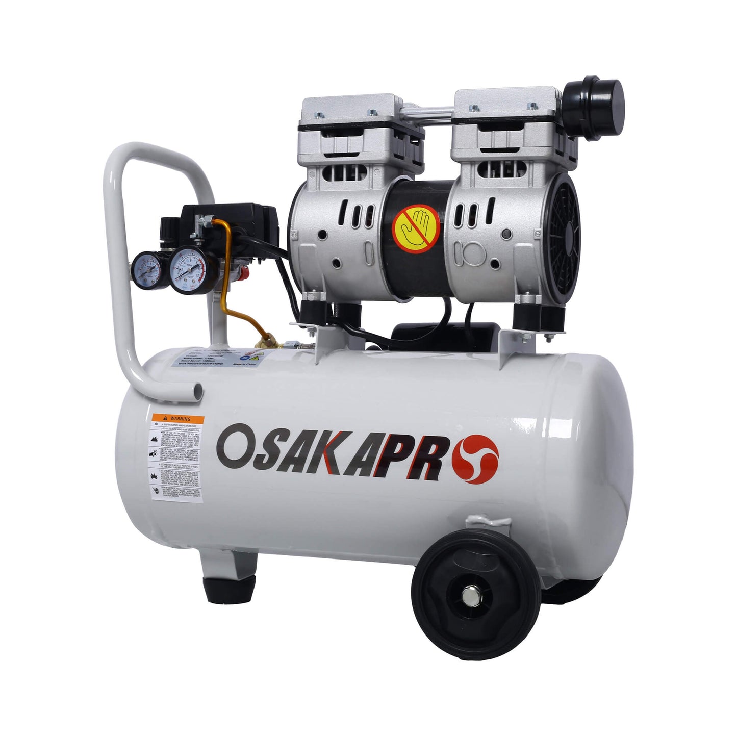 Heavy Duty 1.5/2.5HP Silent Oil-Free Portable Air Compressor with Wheels and Auto Drain
