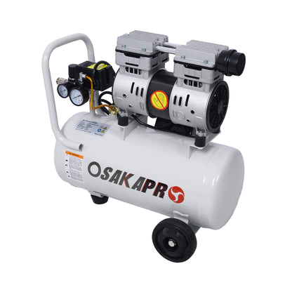 Heavy Duty 1.5/2.5HP Silent Oil-Free Portable Air Compressor with Wheels and Auto Drain