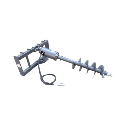 Heavy-Duty Skid Steer Auger Drive Attachment with 12-Inch Post Hole Bit