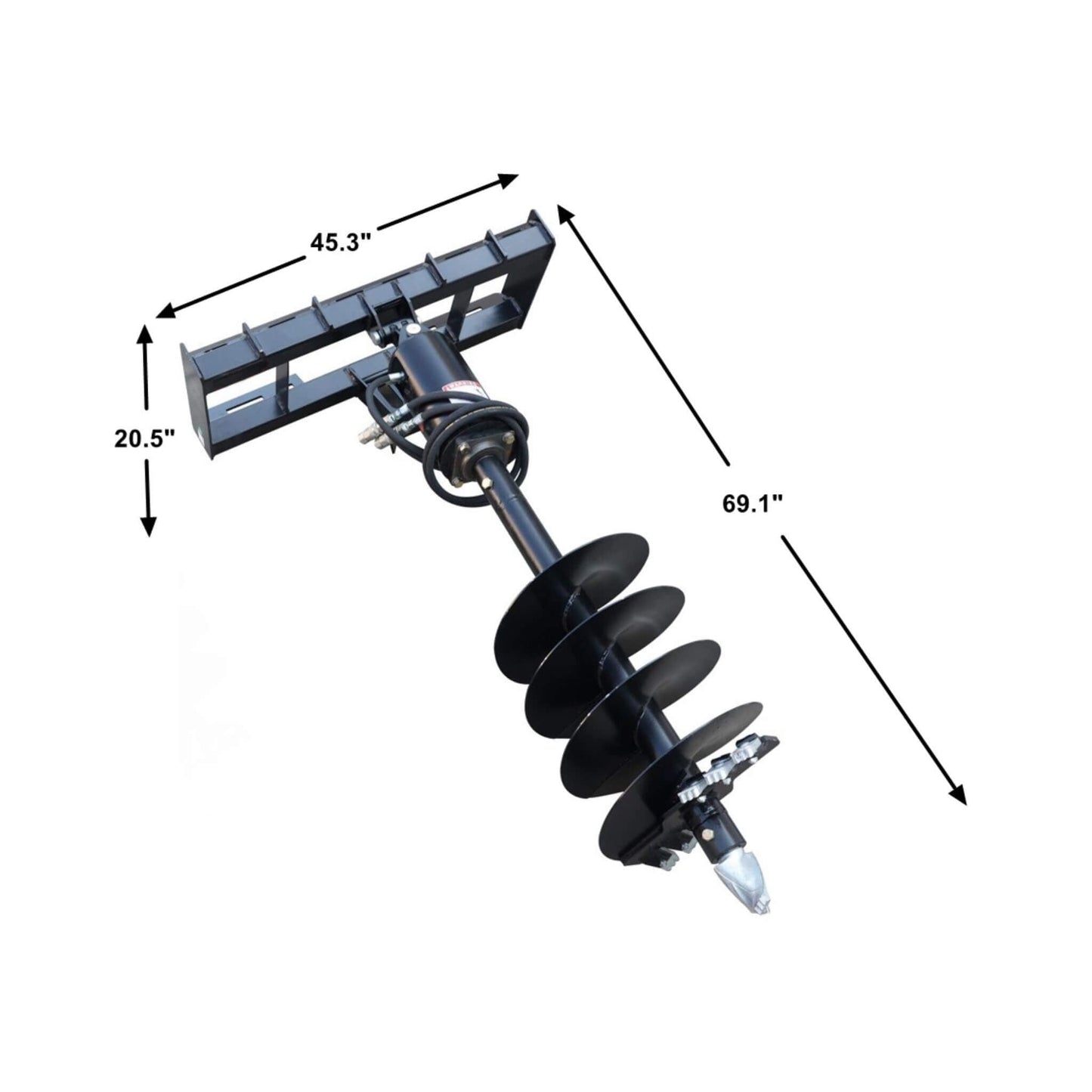 Heavy-Duty Skid Steer Auger Drive Attachment with 12-Inch Post Hole Bit