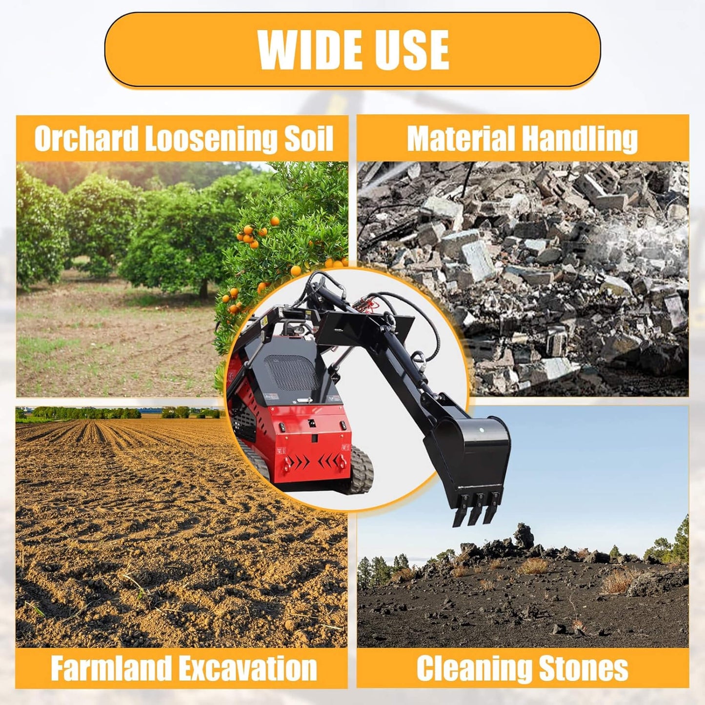 Heavy-Duty Skid Steer Fronthoe Attachment with 12-Inch Bucket