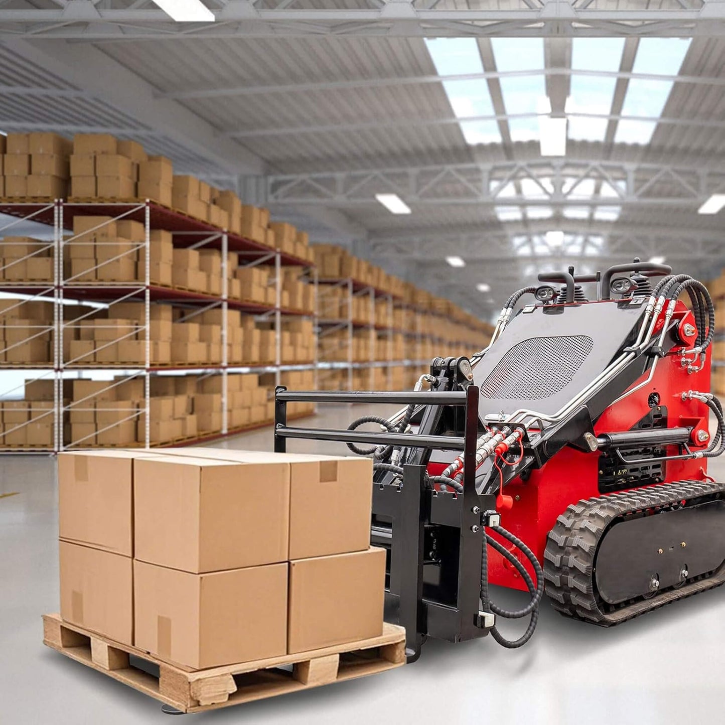 Heavy-Duty Skid Steer Pallet Fork Attachment with Lateral Shift