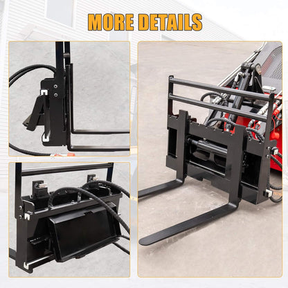 Heavy-Duty Skid Steer Pallet Fork Attachment with Lateral Shift