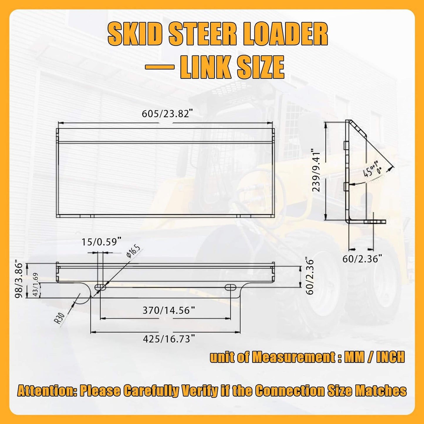 Heavy-Duty Skid Steer Pallet Fork Attachment with Lateral Shift