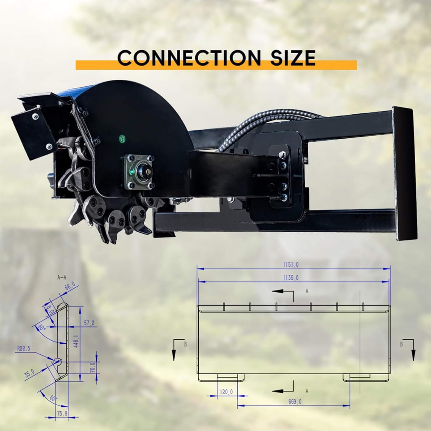 Heavy-Duty Skid Steer Stump Grinder Attachment with High-Speed Cutting Wheel