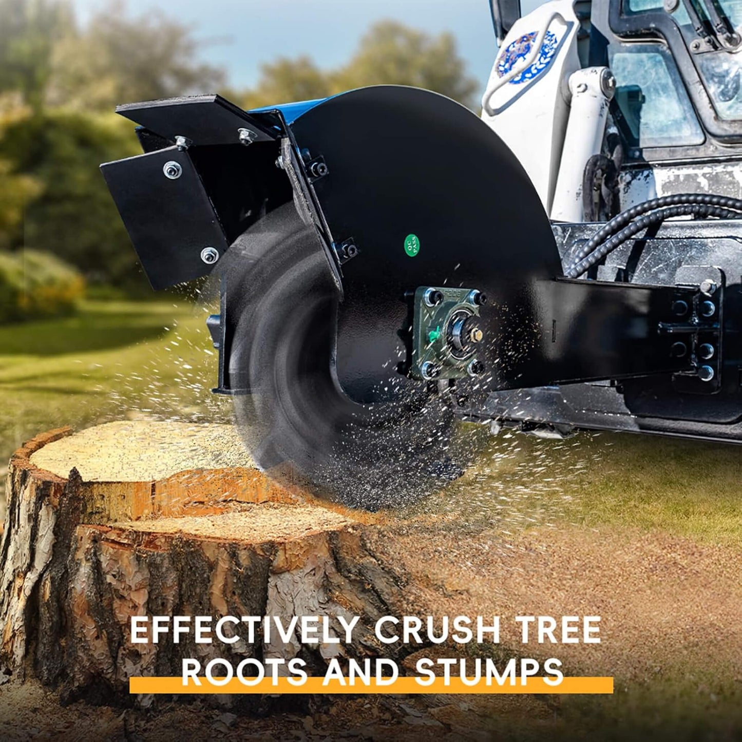 Heavy-Duty Skid Steer Stump Grinder Attachment with High-Speed Cutting Wheel