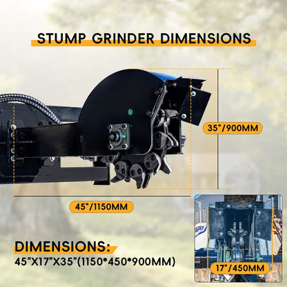 Heavy-Duty Skid Steer Stump Grinder Attachment with High-Speed Cutting Wheel