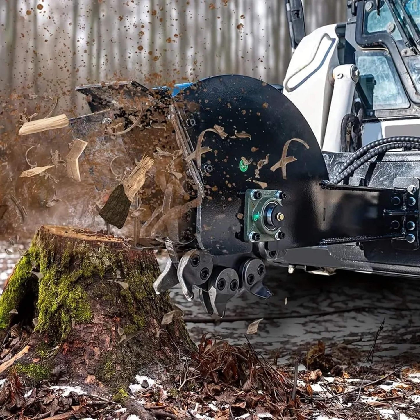 Heavy-Duty Skid Steer Stump Grinder Attachment with High-Speed Cutting Wheel