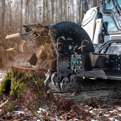 Heavy-Duty Skid Steer Stump Grinder Attachment with High-Speed Cutting Wheel
