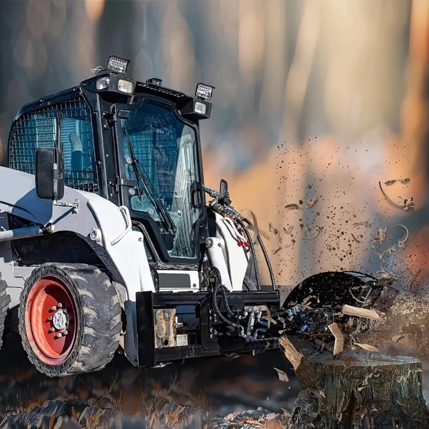 Heavy-Duty Skid Steer Stump Grinder Attachment with High-Speed Cutting Wheel