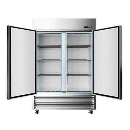 Large 49 Cu.Ft. Two Door Stainless Steel Commercial Industrial Restaurant Freezer, 54"