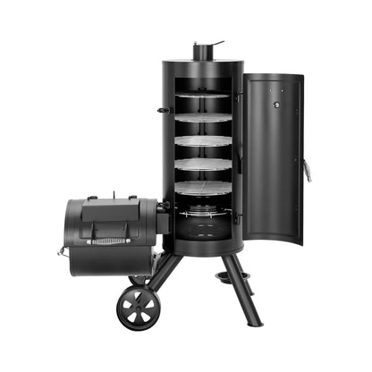 Heavy-Duty Vertical Extra-Large Charcoal Offset BBQ Smoker Grill Combo