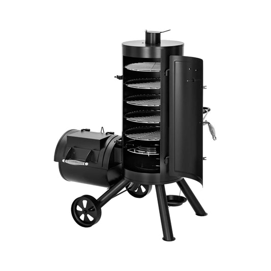 Heavy-Duty Vertical Extra-Large Charcoal Offset BBQ Smoker Grill Combo