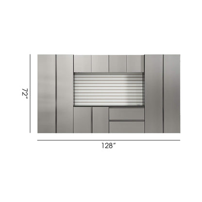 Alora Heavy-Duty Wall-Mounted Metallic Gray Garage Cabinet Set With Soft Closing Doors And Drawers