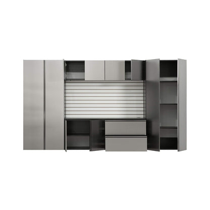 Alora Heavy-Duty Wall-Mounted Metallic Gray Garage Cabinet Set With Soft Closing Doors And Drawers
