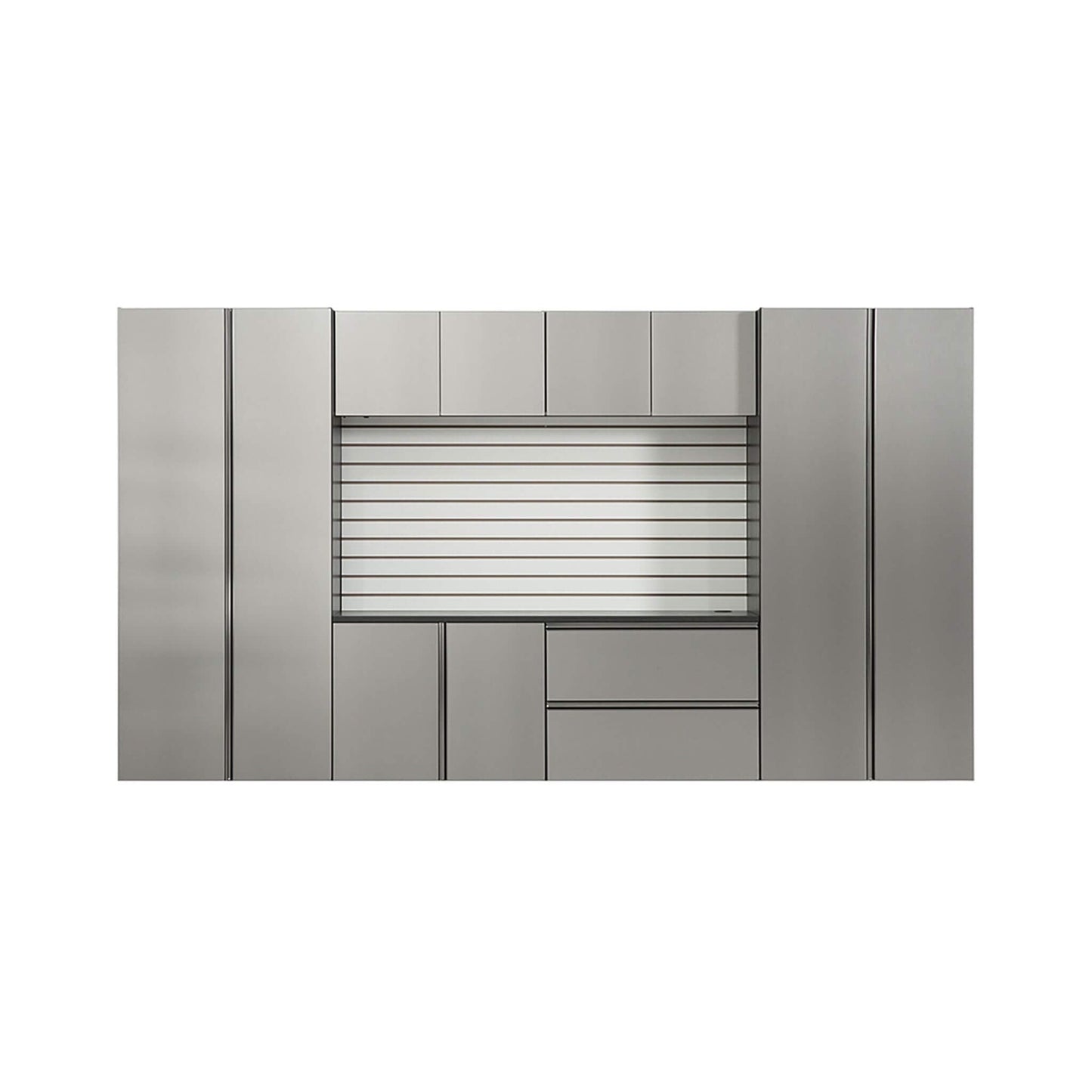 Alora Heavy-Duty Wall-Mounted Metallic Gray Garage Cabinet Set With Soft Closing Doors And Drawers