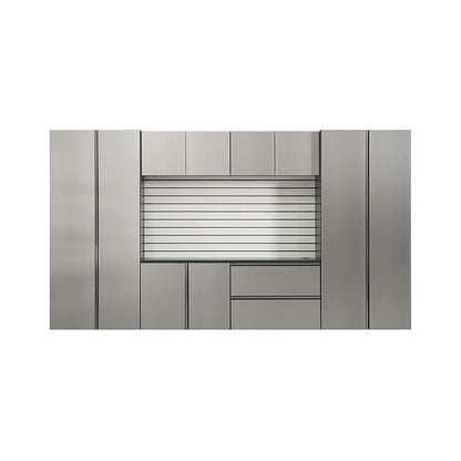 Alora Heavy-Duty Wall-Mounted Metallic Gray Garage Cabinet Set With Soft Closing Doors And Drawers