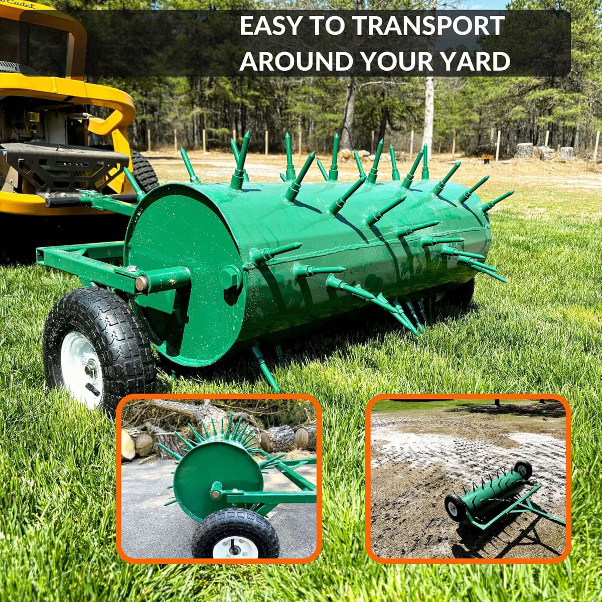 Heavy-Duty Water-Filled Pull-Behind Spike Roller Lawn Aerator