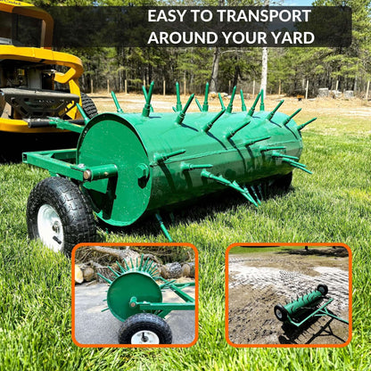 Heavy-Duty Water-Filled Pull-Behind Spike Roller Lawn Aerator