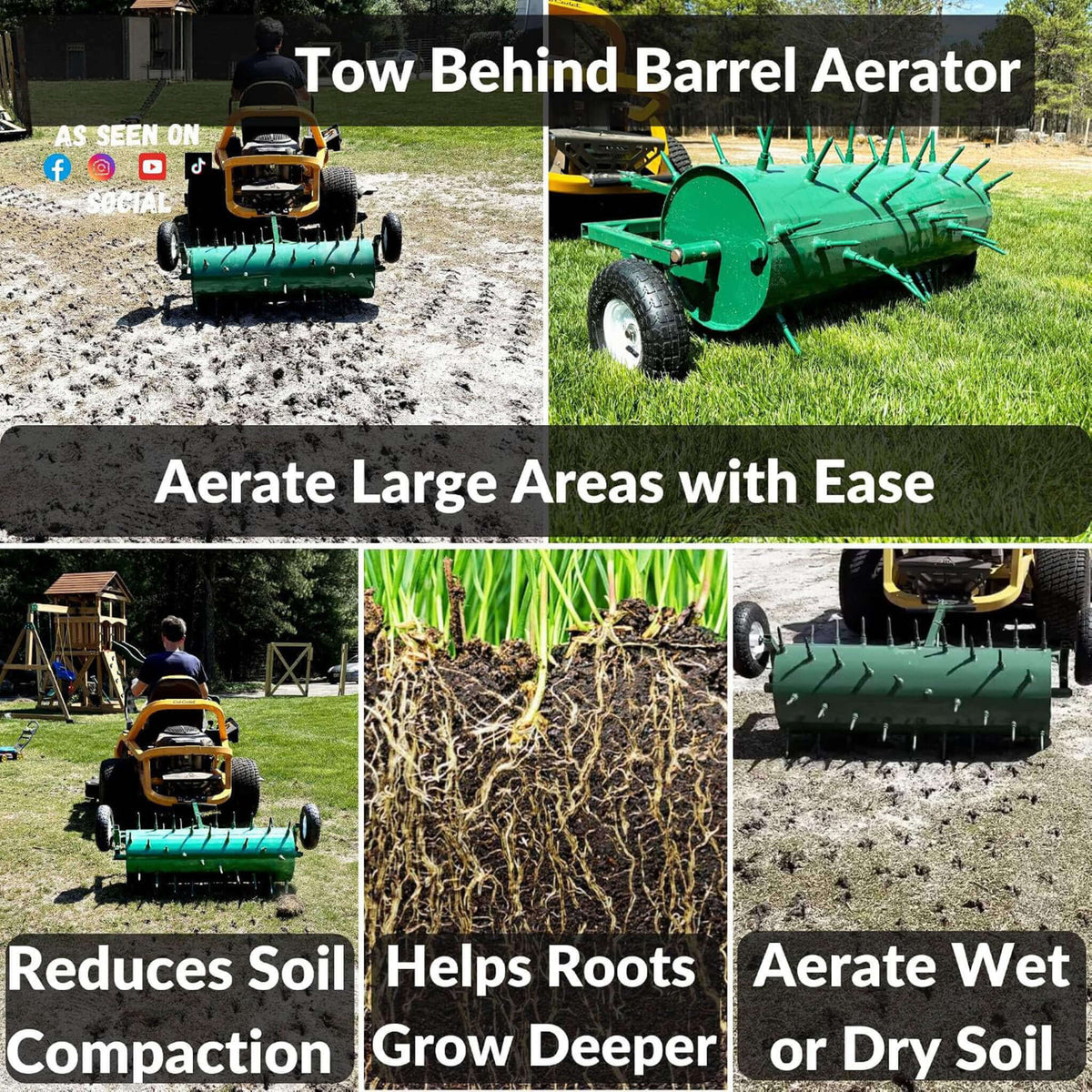 Heavy-Duty Water-Filled Pull-Behind Spike Roller Lawn Aerator
