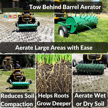 Heavy-Duty Water-Filled Pull-Behind Spike Roller Lawn Aerator
