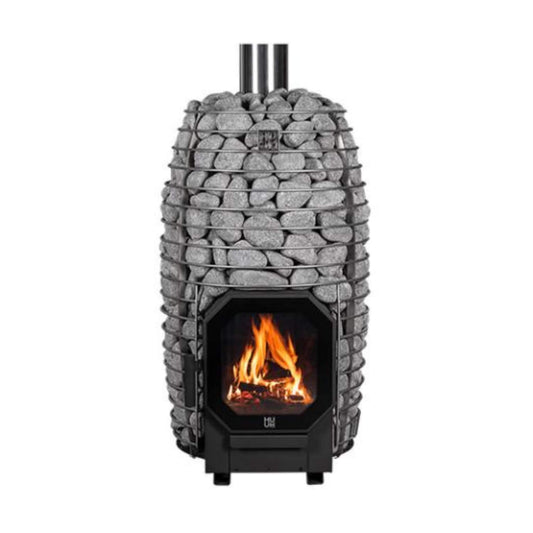 Huum Hive Flow LS 9.8KW Wood-Burning Sauna Stove With Firebox Extension & Sauna Stones
