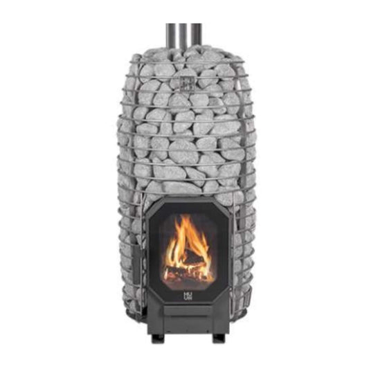 Huum Hive Flow Mini LS 8.5KW Wood-Burning Sauna Stove With Firebox Extension & Sauna Stones